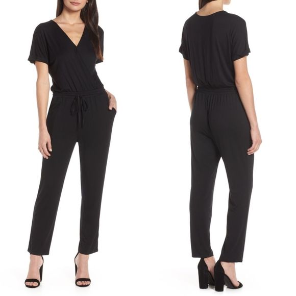 Chelsea28 Pants - Chelsea28 Faux Wrap Jumpsuit Black S NWOT